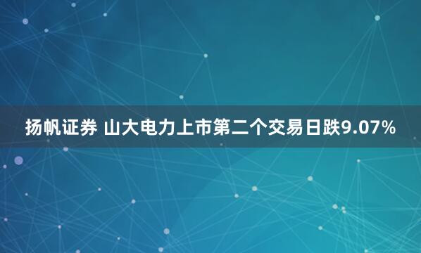 扬帆证券 山大电力上市第二个交易日跌9.07%